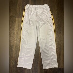 Urban Outfitters White Track Pants with Yellow & Black Side Stripes
